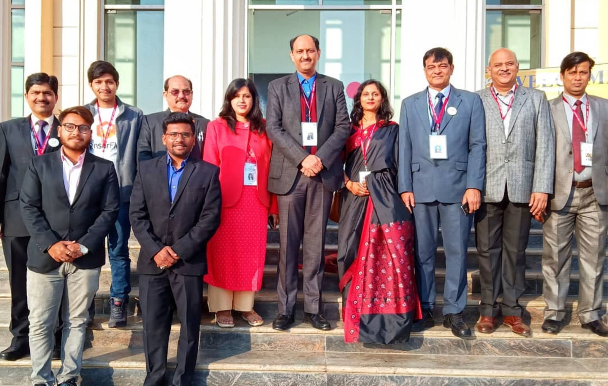 Ali Mustufa Shaikh with conference participants on the steps of Amity University’s Lucknow campus during CAIRIA 2019.